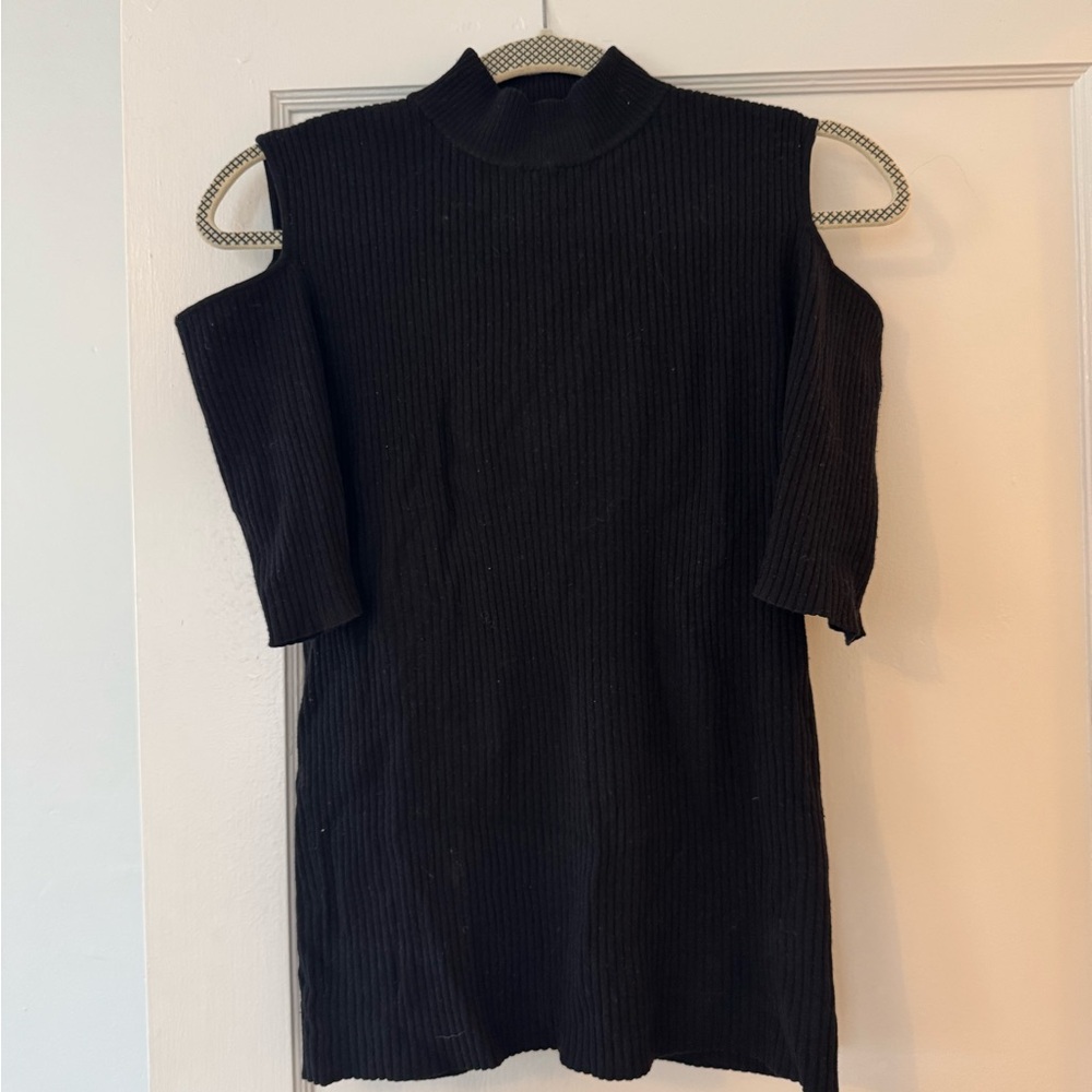 Black Cold Shoulder Sweater